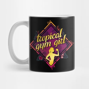 Tropical Gym Girl lifting weights in paradise Mug